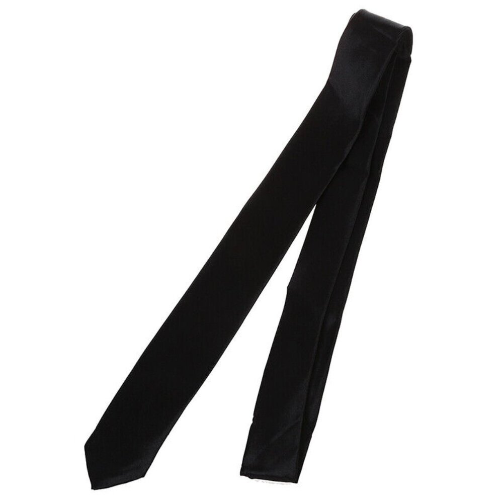 5X  Black Polyster Skinny Neck Tie NEW